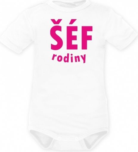 DEJNA DEJNA Body krátký rukáv ŠÉF RODINY - bílé 62 (3-6m)