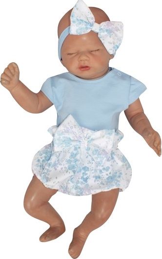 Z&Z  Z&Z 3-dílná sada body kr. rukáv, kraťásky, čelenka s mašlí - modrá, bílá, vel. 80 80 (9-12m) - obrázek 2