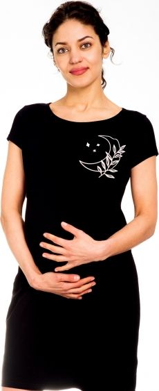 Be MaaMaa Be MaaMaa Těhotenská, kojící noční košile MOON - černá, vel. L/XL - obrázek 1