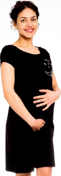 Be MaaMaa Be MaaMaa Těhotenská, kojící noční košile MOON - černá, vel. L/XL - obrázek 2
