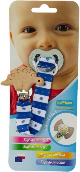 Bambino Bambino Klip na dudlík dřevěný s tvary- chlapecký vzor - obrázek 1