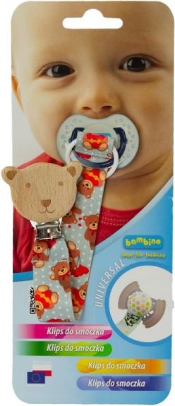 Bambino Bambino Klip na dudlík dřevěný s tvary- chlapecký vzor - obrázek 2