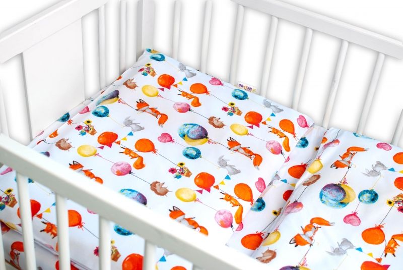 Baby Nellys Baby Nellys 2-dílné bavlněné povlečení - Liška a balónky, bílá - obrázek 2