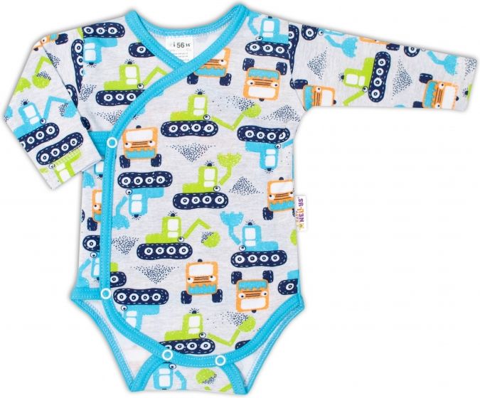 Baby Nellys Baby Nellys 2-dílná sada, body dl.rukáv zap. bokem + polodupačky Bagr, šedá, vel. 62 62 (3-6m) - obrázek 3