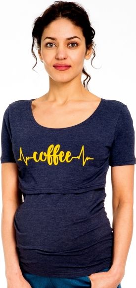 Be MaaMaa Be MaaMaa Těhotenské/kojicí triko kr. rukáv, Coffee - jeans, vel. L - obrázek 1