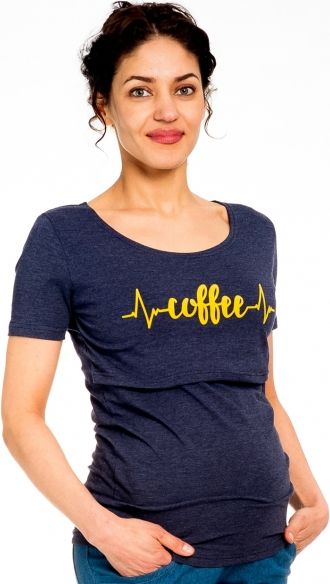 Be MaaMaa Be MaaMaa Těhotenské/kojicí triko kr. rukáv, Coffee - jeans, vel. L - obrázek 5