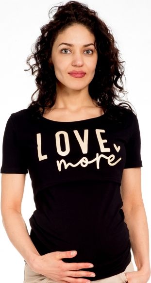 Be MaaMaa Be MaaMaa Těhotenské/kojicí triko kr. rukáv, LOVE MORE - černé, vel. L - obrázek 1