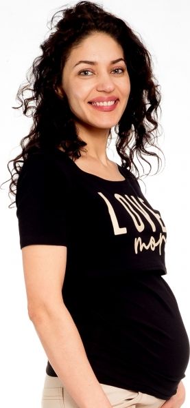 Be MaaMaa Be MaaMaa Těhotenské/kojicí triko kr. rukáv, LOVE MORE - černé, vel. L - obrázek 2