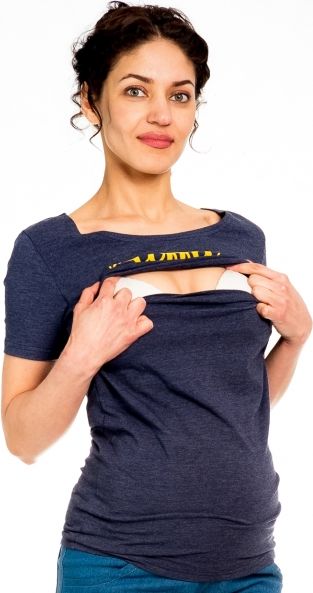 Be MaaMaa Be MaaMaa Těhotenské/kojicí triko kr. rukáv, Coffee - jeans, vel. S - obrázek 4