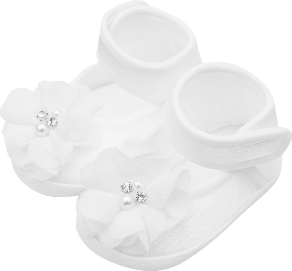 Kojenecké capáčky New Baby saténové bílé 3-6 m flower 3-6 m - obrázek 1