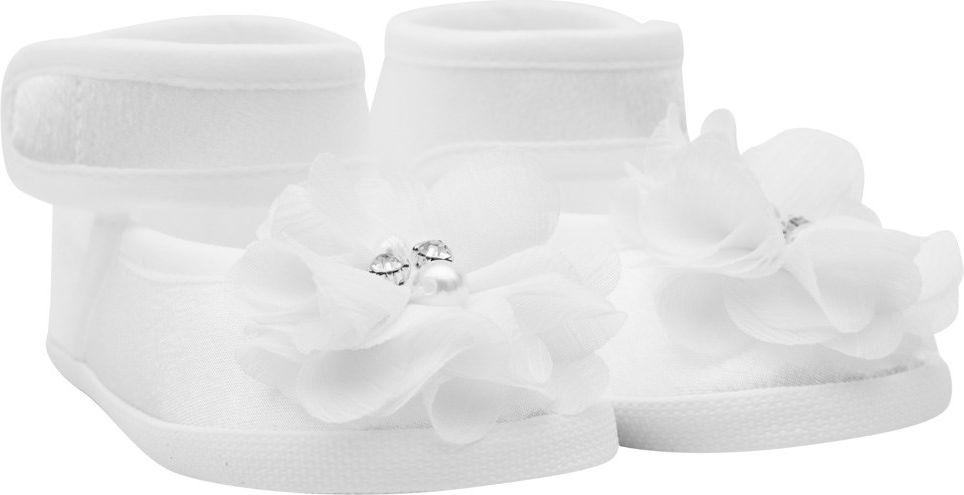 Kojenecké capáčky New Baby saténové bílé 3-6 m flower 3-6 m - obrázek 2