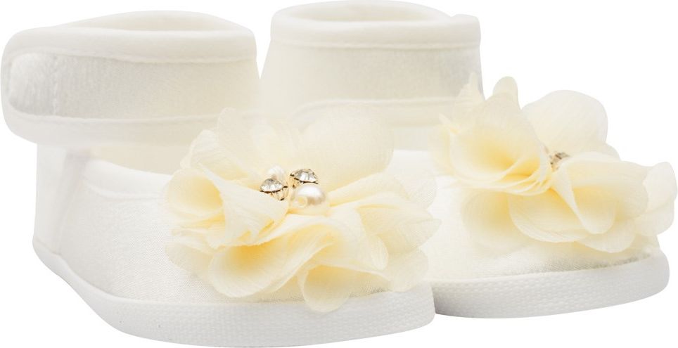 Kojenecké capáčky New Baby saténové smetanové 3-6 m flower 3-6 m - obrázek 2