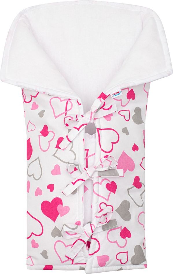 Klasická šněrovací zavinovačka New Baby JACKET růžová srdíčka - obrázek 1