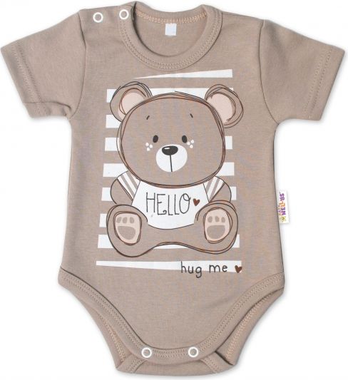 Baby Nellys Baby Nellys Bavlněné kojenecké body, kr. rukáv, Teddy - béžová, vel. 68 68 (3-6m) - obrázek 1