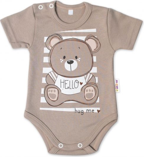Baby Nellys Baby Nellys Bavlněné kojenecké body, kr. rukáv, Teddy - béžová, vel. 80 80 (9-12m) - obrázek 1