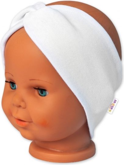 Baby Nellys Baby Nellys Bavlněná čelenka dvouvrstvá, bílá, 6-9 měsíců 68-74 (6-9m) - obrázek 1