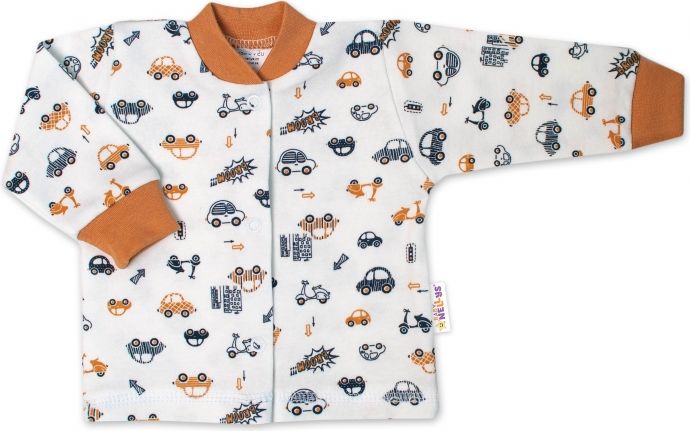 Baby Nellys Baby Nellys  2-dílná sada, bavlněné dupačky s košilkou Car, smetanové 50 - obrázek 3