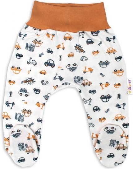 Baby Nellys Baby Nellys 2-dílná sada, body dl.rukáv zap. bokem + polodupačky Car, smetanová 50 - obrázek 3