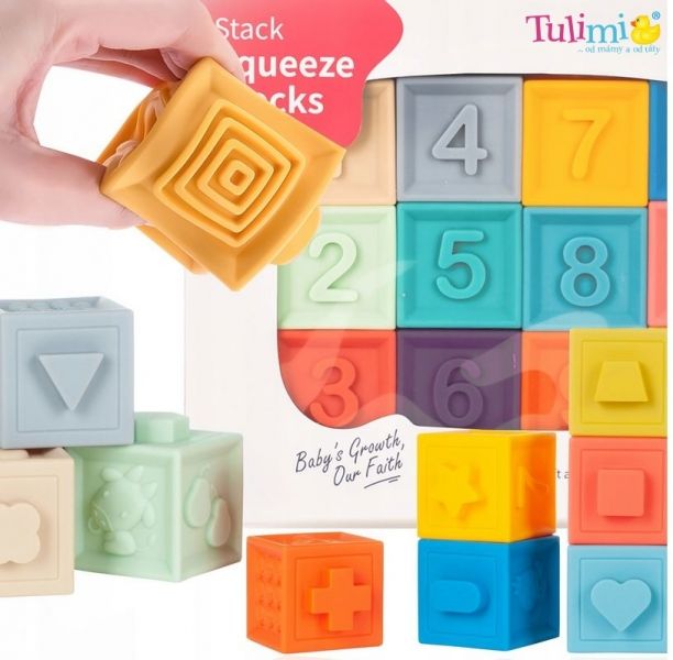 TULIMI Tulimi Edukační barevné měkké kostky 12ks - obrázek 1