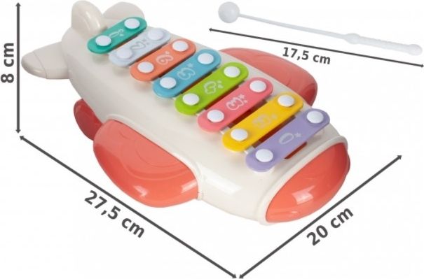 TULIMI Tulimi Xylofon s 2 paličkami Letadlo, růžový - obrázek 3