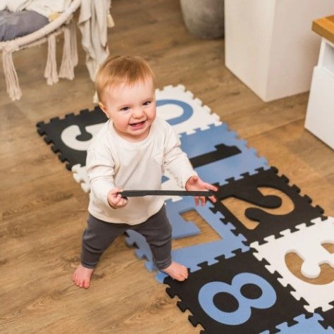 BabyOno BabyOno Pěnové puzzle - Čísla, 10ks, černá/modrá/bílá - obrázek 2