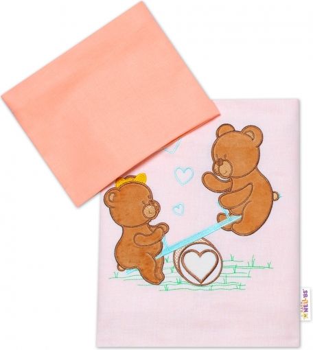 Baby Nellys Baby Nellys 2-dílná sada povlečení do postýlky, dívčí barvy, různé výšivky - obrázek 2