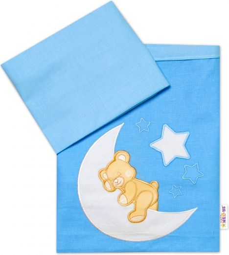 Baby Nellys Baby Nellys 2-dílná sada povlečení do postýlky, klučičí barvy, různé výšivky - obrázek 1