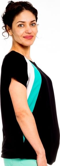 Be MaaMaa Be MaaMaa Těhotenské/kojicí triko, halenka, COMO - černé, vel. XL - obrázek 3