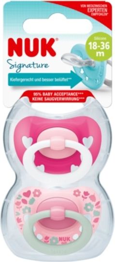 NUK NUK Dudlík Signature Srdíčka, 18-36 m - lila/růžová - obrázek 2