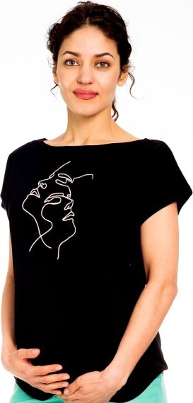 Be MaaMaa Be MaaMaa Těhotenské/kojicí triko, halenka, FACES - černé, vel. XL - obrázek 3