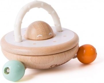 Teddies Chrastítko UFO dřevo v krabičce 12x16x8cm 6m+ - obrázek 1