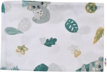Baby Nellys Baby Nellys Povlak na polštářek Tropical Koala, 40x60 cm - bílá/zelená - obrázek 1