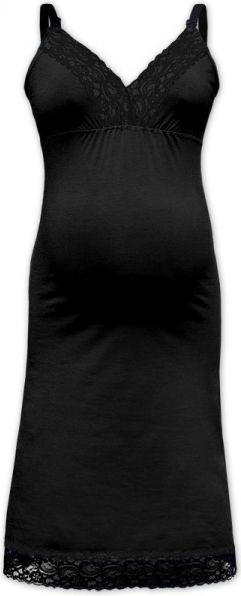 Jožánek JOŽÁNEK Kojící noční košile JANA s krajkou na ramínka - černá, vel. L/XL - obrázek 1