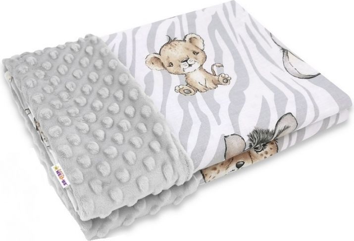 Baby Nellys Baby Nellys Bavlněná deka s Minky 100x75cm, ZOO  Natural, šedá, hnědá - obrázek 1