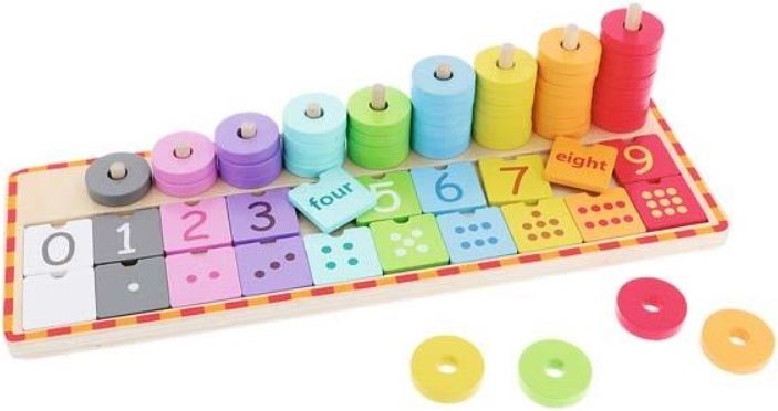 Trefl Trefl Dřevěná hračka, počítadlo s anglickými čísly a žetóny - obrázek 1