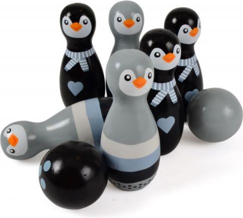 Magni Danish Toys Magni Dětská dřevěná hra Bowling, Tučňáci, černá - obrázek 1