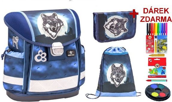 Školní aktovka Belmil Vlk Wolf Moon 3 dílný set - obrázek 1