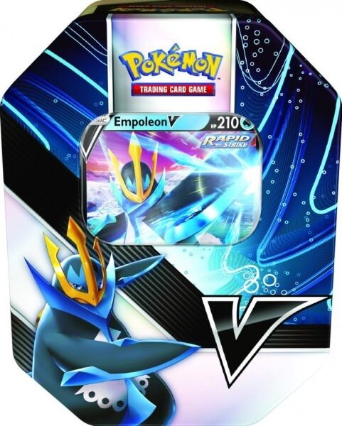 Nintendo Pokémon TCG: V Strikers Tin (Tyranitar V / Empoleon V) Varianta: Pokémon Summer 2021 V Strikers Tin - Empoleon V - obrázek 1