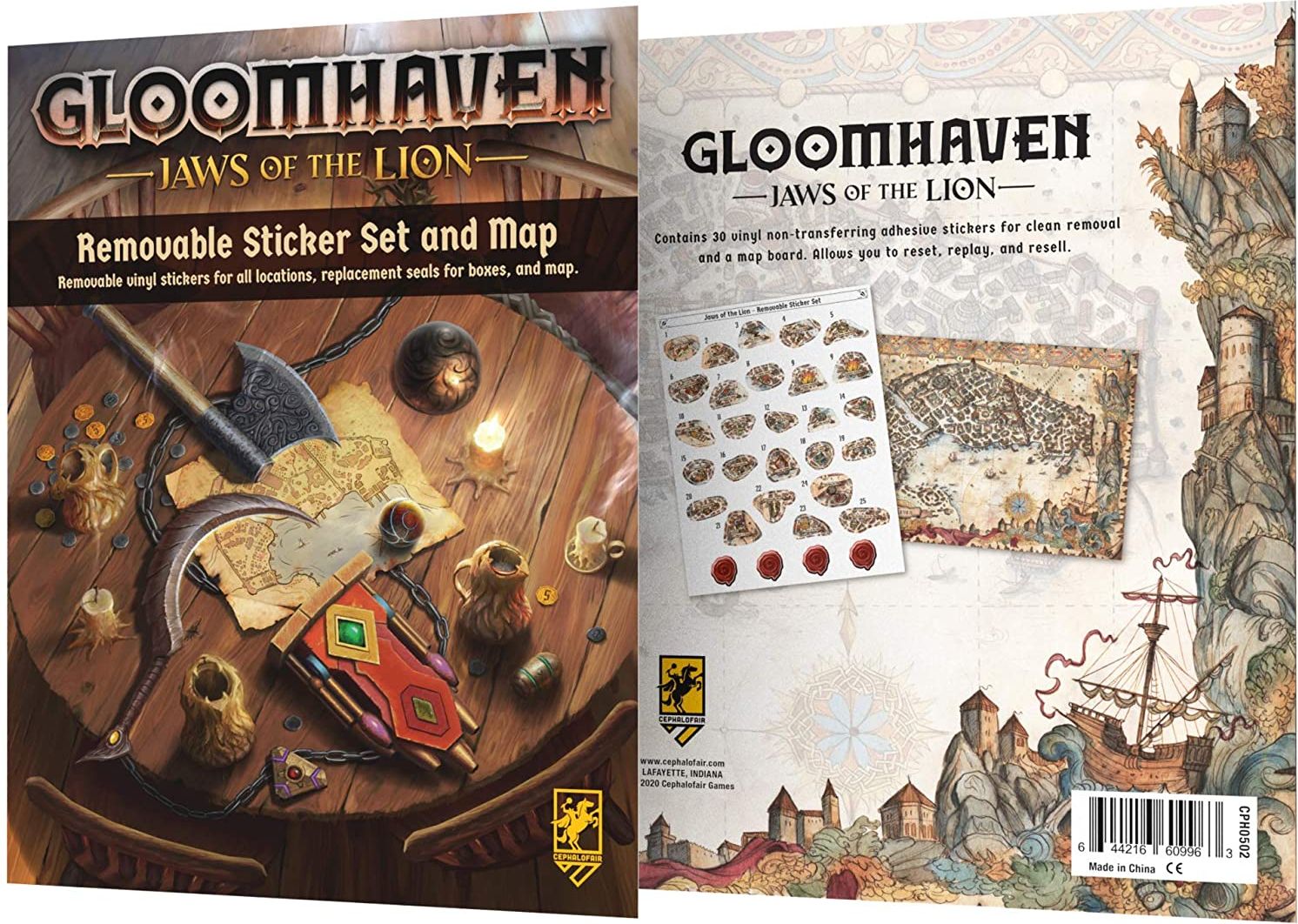 Cephalofair Games Gloomhaven: Jaws of the Lion Removable Sticker Set & Map - obrázek 1