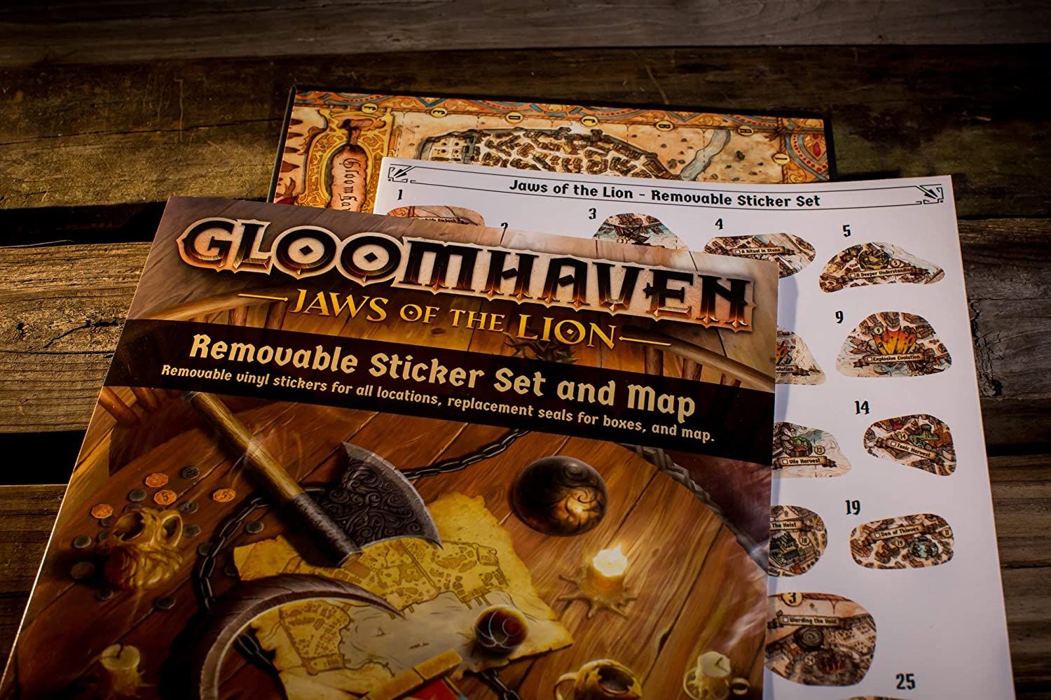Cephalofair Games Gloomhaven: Jaws of the Lion Removable Sticker Set & Map - obrázek 2