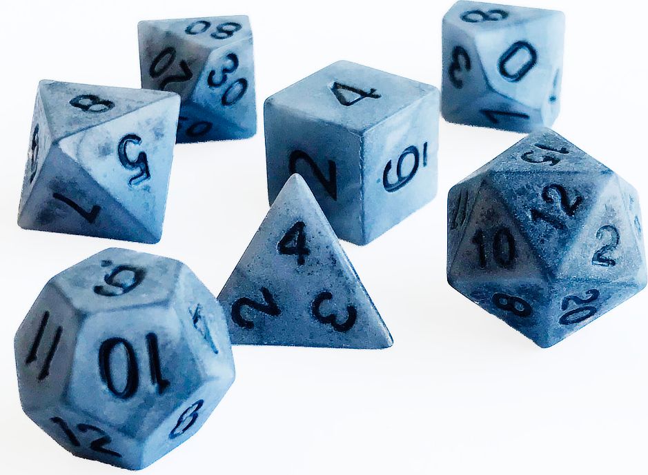TLAMA games Sada 7 "kamenných" kostek pro RPG Barva: Šedá - obrázek 1