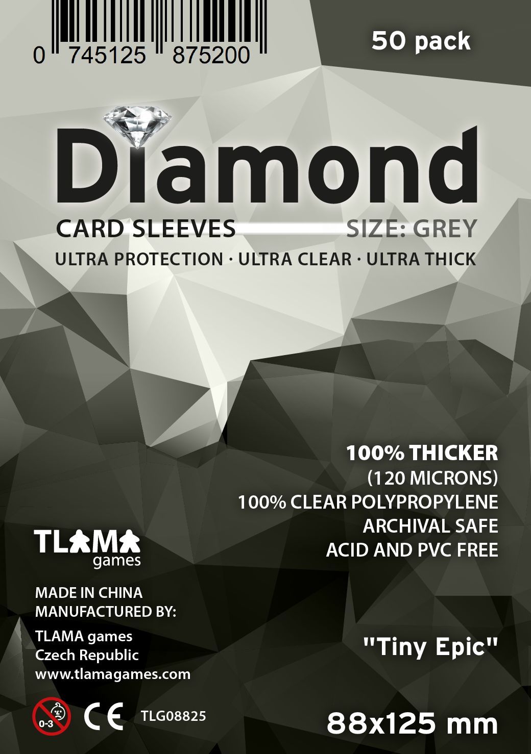 TLAMA games Obaly na karty Diamond Grey: "Tiny Epic" (88x125 mm) - obrázek 1