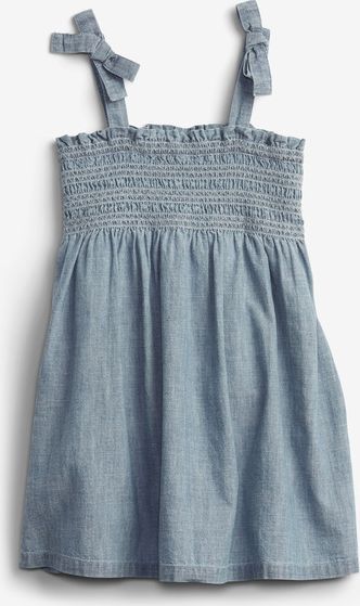 Tie Smocked Šaty dětské GAP | Modrá Šedá | Dívčí | 18-24 měsíců - obrázek 1
