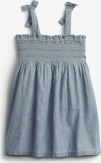 Tie Smocked Šaty dětské GAP | Modrá Šedá | Dívčí | 18-24 měsíců - obrázek 2