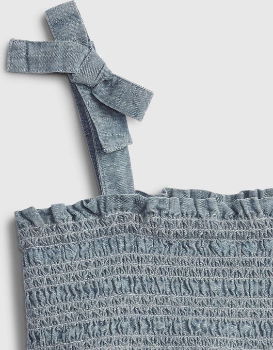 Tie Smocked Šaty dětské GAP | Modrá Šedá | Dívčí | 18-24 měsíců - obrázek 3