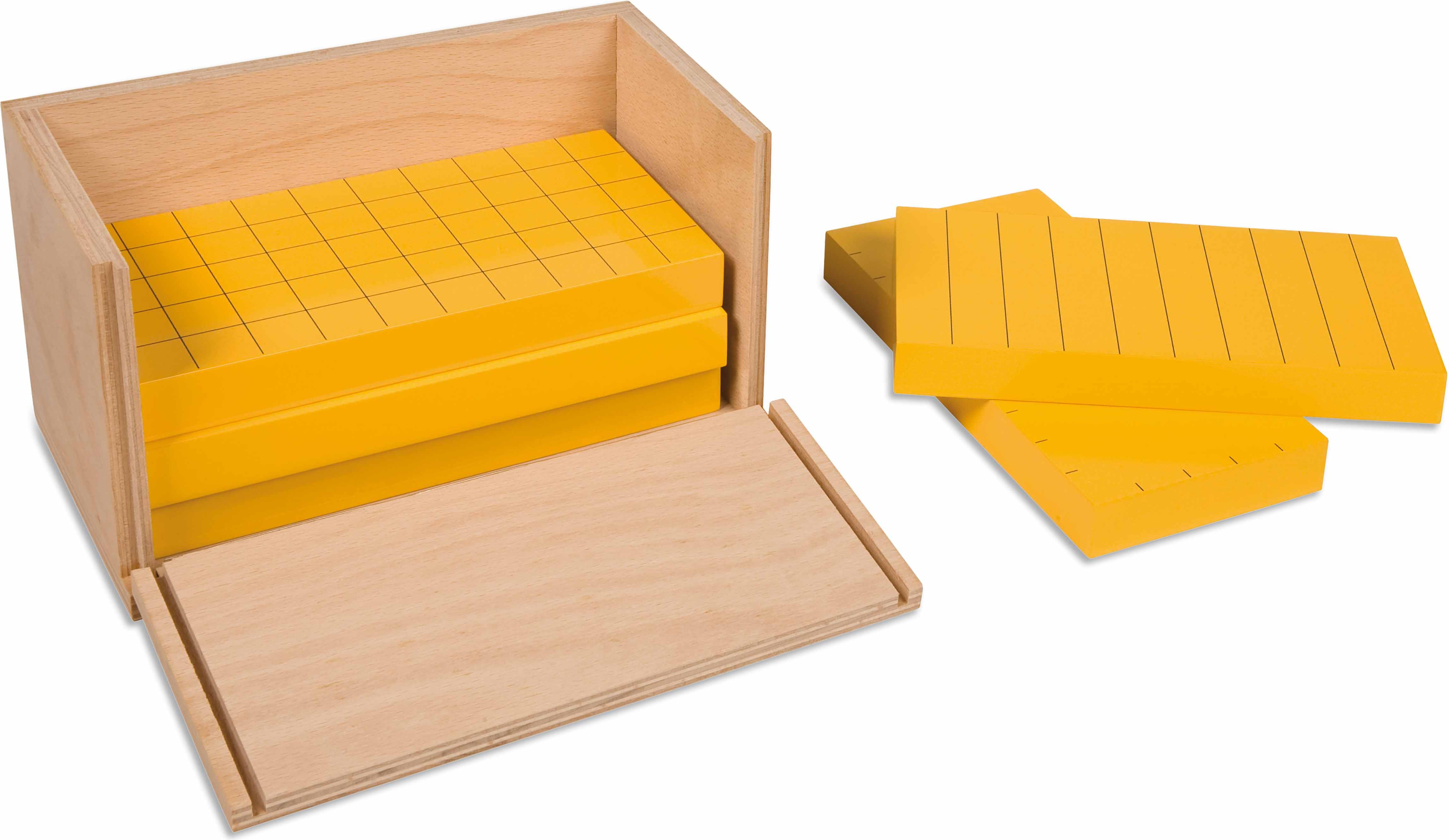 Nienhuis Montessori Five Yellow Prisms In Wooden Box - obrázek 1