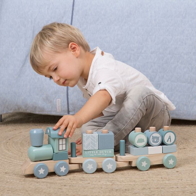 Little Dutch dřevěný vláček blue - obrázek 3