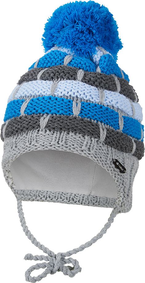 LITTLE ANGEL Čepice pletená zavazovací pruhy Outlast® 45-48 cm šedomodrá - obrázek 1
