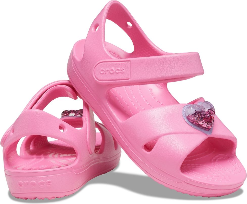 Crocs růžové dívčí sandály Classic Cross Strap Charm Sandal Pink Lemonade - 28-29 - obrázek 1