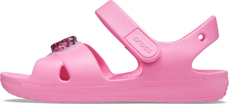 Crocs růžové dívčí sandály Classic Cross Strap Charm Sandal Pink Lemonade - 28-29 - obrázek 2